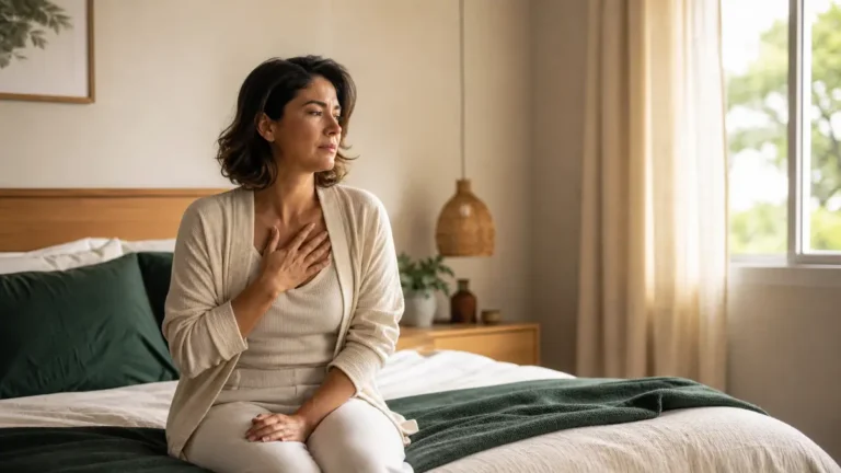 Pessoa percebendo ansiedade ao acordar em um quarto com luz natural